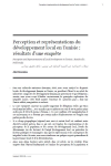 Perception et repr&eacute;sentations du d&eacute;veloppement local en Tunisie : r&eacute;sultats dune enqu&ecirc;te