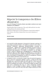 N&eacute;gocier la transparence des fili&egrave;res alimentaires. Le cas de l&eacute;change de donn&eacute;es relatives aux OGM et au Nutri-Score entre lindustrie et le commerce