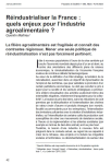 R&eacute;industrialiser la France : quels enjeux pour lindustrie agroalimentaire ?
