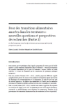 Pour des transitions alimentaires ancr&eacute;es dans les territoires : nouvelles questions et perspectives de recherches (Partie 2)