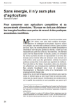 Sans &eacute;nergie, il n'y aura plus d'agriculture