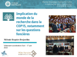 Implication du monde de la recherche dans la COP15, notamment sur les questions fonci&egrave;res