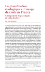 La planification &eacute;cologique et lusage des sols en France