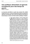 Une politique alimentaire et agricole europ&eacute;enne pour des temps de guerre