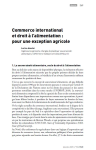 Commerce international et droit &agrave; l'alimentation&nbsp;: pour une exception agricole