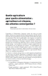 Quelle agriculture pour quelle alimentation&nbsp;: agriculteurs et citoyens, des attentes convergentes&nbsp;?
