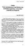 Notes introductives &agrave; une histoire des institutions agricoles et des &eacute;lites coloniales au Maghreb
