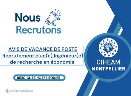 AVIS DE VACANCE DE POSTE : Recrutement d&rsquo;un(e) Ingénieur(e) de recherche en économie